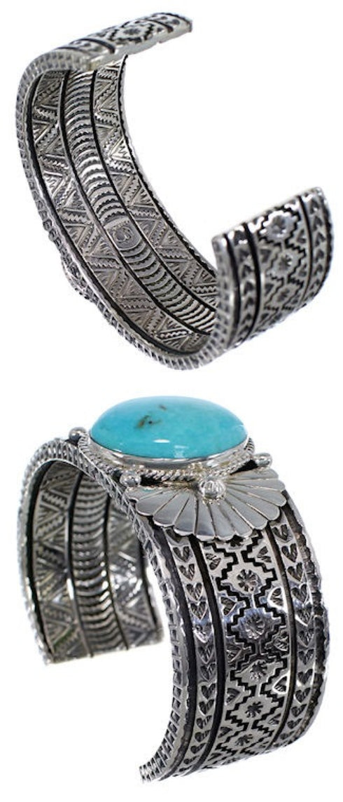 Southwestern Turquoise Sterling Silver Cuff Bracelet HX27228