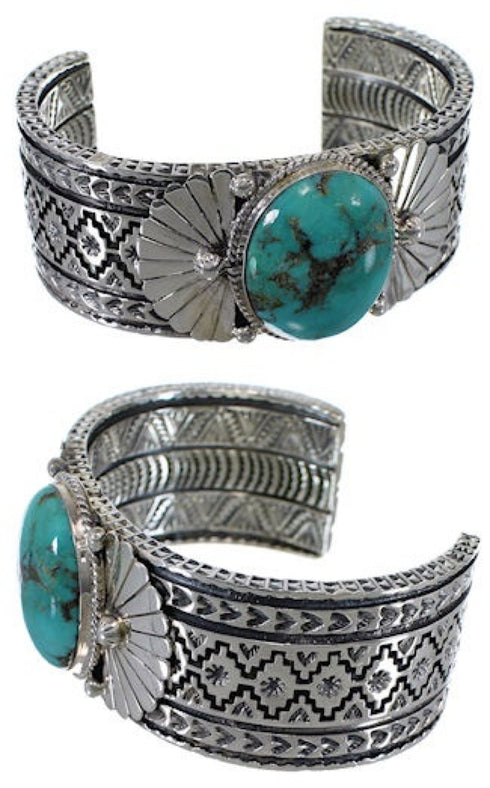 Southwestern Sterling Silver And Turquoise Cuff Bracelet HX27241