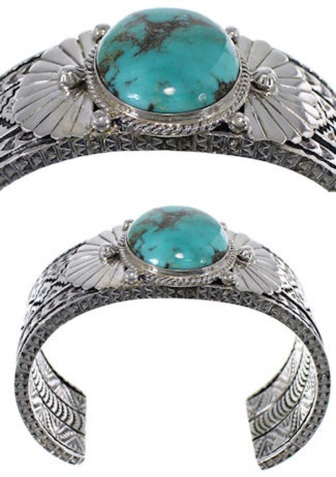 Southwestern Sterling Silver And Turquoise Cuff Bracelet HX27241