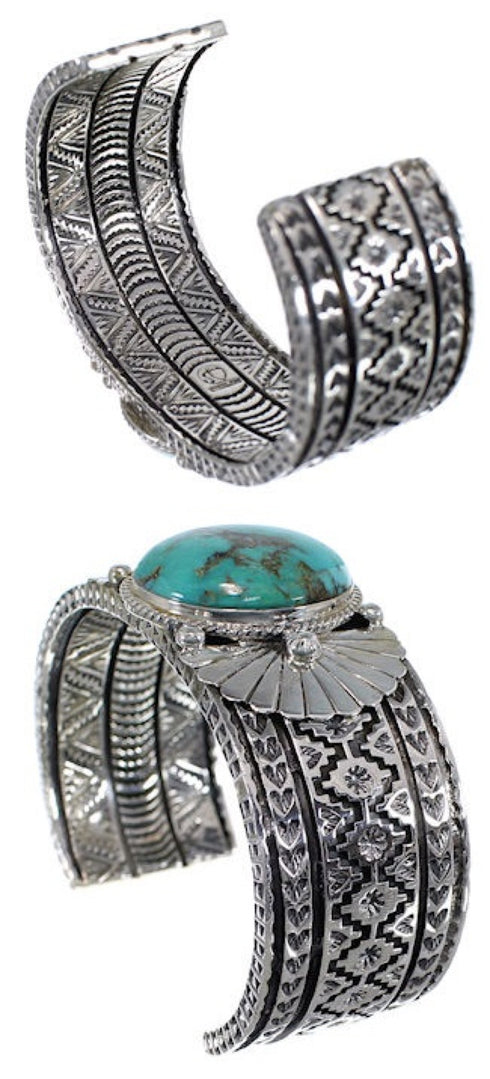 Southwestern Sterling Silver And Turquoise Cuff Bracelet HX27241
