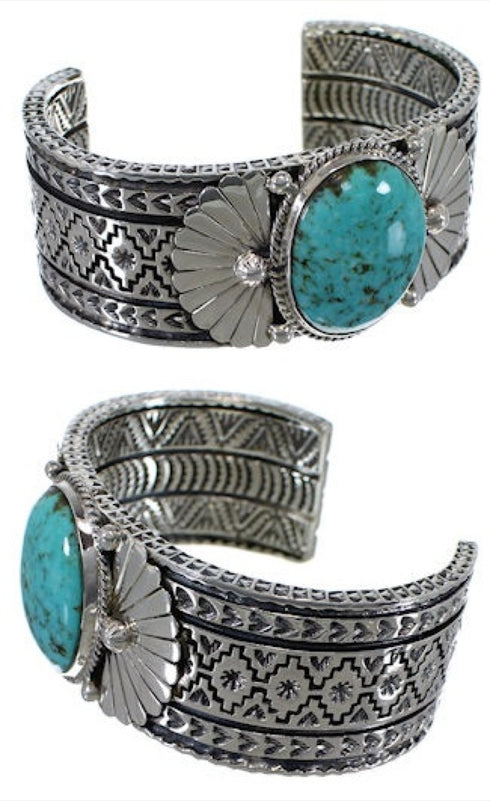 Sterling Silver And Turquoise Cuff Bracelet Jewelry HX27271