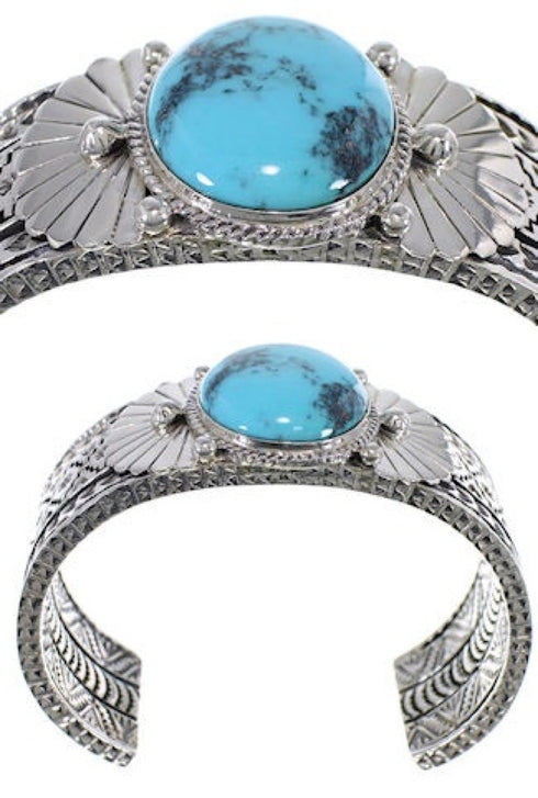 Genuine Sterling Silver Jewelry Turquoise Cuff Bracelet HX27275