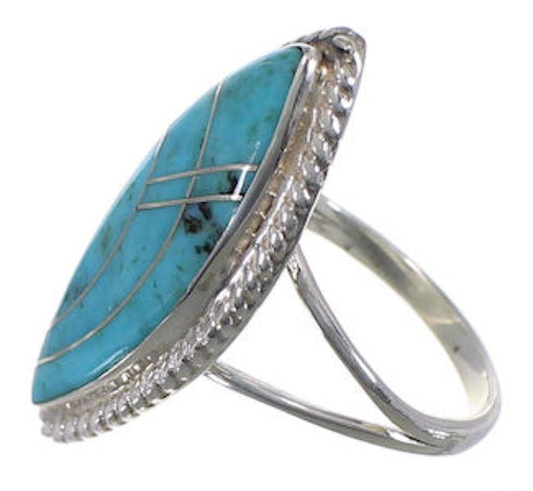 Turquoise Inlay Sterling Silver Southwest Ring Size 4-3/4 UX33977