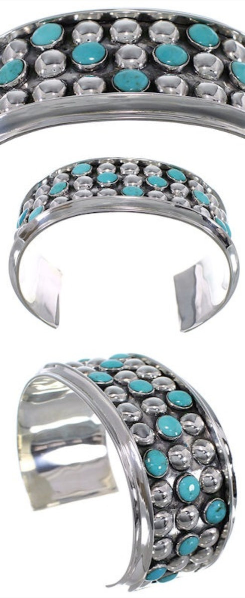 Sterling Silver Turquoise Southwestern Cuff Bracelet MX27513