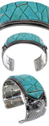 Sterling Silver Jewelry Turquoise Inlay Cuff Bracelet GS59867