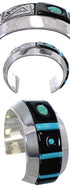 Southwest Jet Inlay And Turquoise Cuff Bracelet PX27968