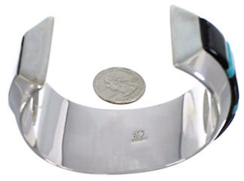 Southwest Jet Inlay And Turquoise Cuff Bracelet PX27968