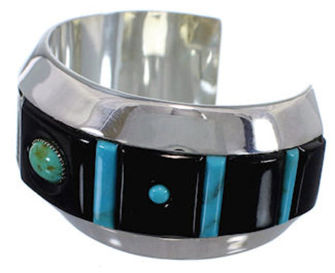 Jet Turquoise Genuine Sterling Silver Cuff Bracelet PX27972