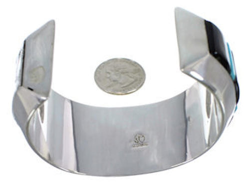 Jet Turquoise Genuine Sterling Silver Cuff Bracelet PX27972