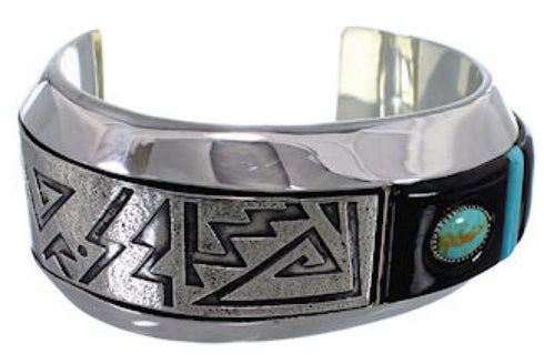 Turquoise And Jet Bracelet Sterling Silver Jewelry PX27985