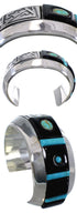 Turquoise And Jet Bracelet Sterling Silver Jewelry PX27985