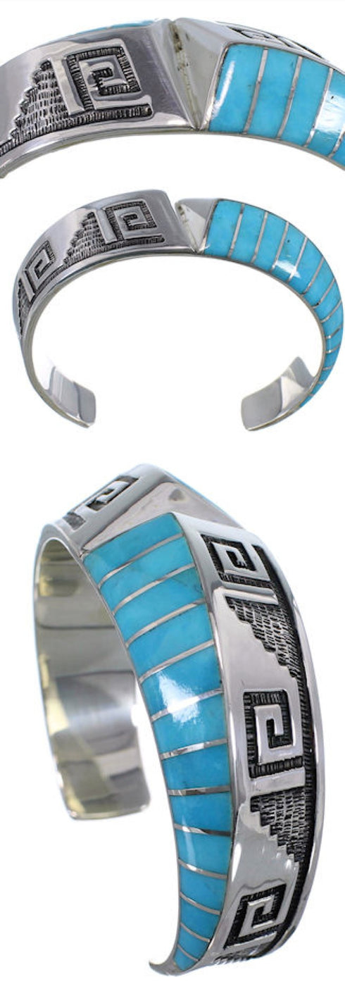 Turquoise Inlay Jewelry Cuff Bracelet GS58405