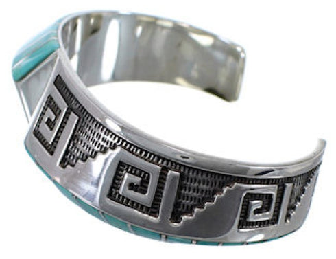 Turquoise Inlay Sterling Silver Cuff Bracelet PX27790