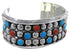Southwest Sterling Silver Coral Turquoise Cuff Bracelet FX27263