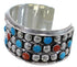 Southwest Sterling Silver Coral Turquoise Cuff Bracelet FX27263