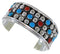 Southwest Sterling Silver Coral Turquoise Cuff Bracelet FX27265