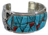 Turquoise And Coral Inlay Sterling Silver Cuff Bracelet GS59883