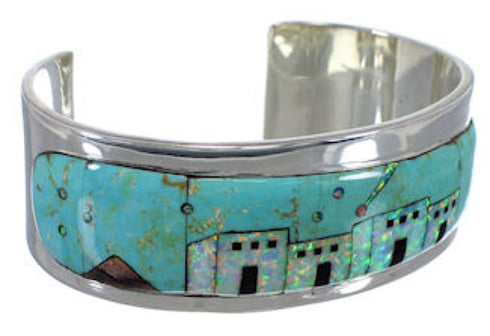 Silver Multicolor Native American Design Cuff Bracelet EX27873