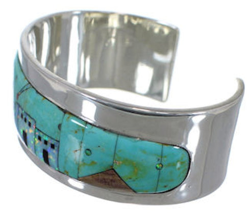 Silver Multicolor Native American Design Cuff Bracelet EX27873