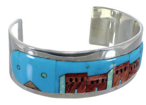 Native American Design Silver Multicolor Cuff Bracelet EX27889