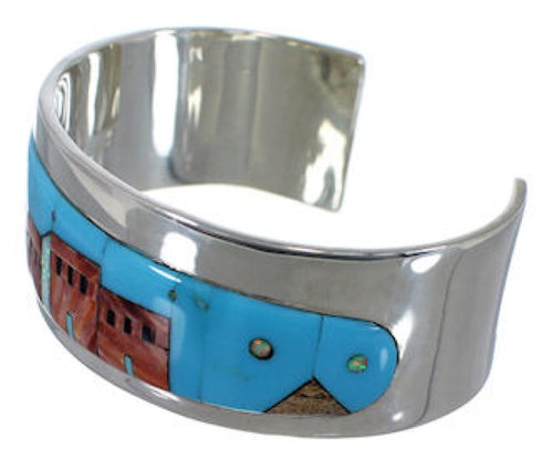 Native American Design Silver Multicolor Cuff Bracelet EX27889