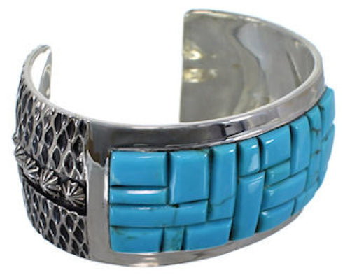 Southwestern Turquoise Inlay Silver Cuff Bracelet MX27103