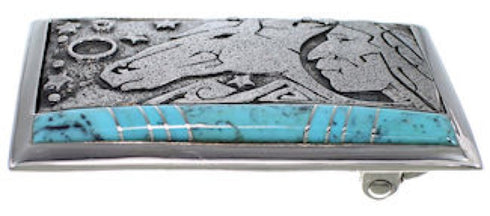 Southwest Sterling Silver Turquoise Belt Buckle YS59884
