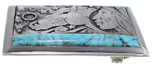 Southwest Sterling Silver Jewelry Turquoise Belt Buckle YS59885
