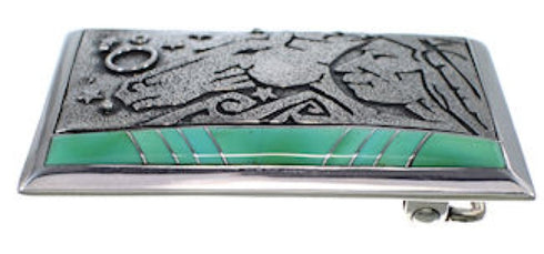 Southwest Chief Head And Horse Turquoise Silver Belt Buckle AW75310