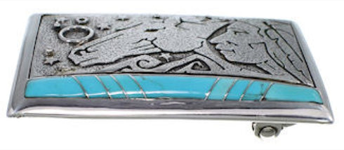 Southwest Chief Head Horse Silver Turquoise Belt Buckle AW75296
