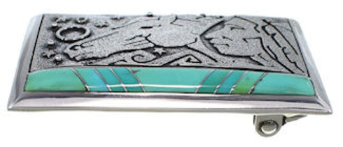 Chief Head Horse Southwest Turquoise Silver Belt Buckle AW75313