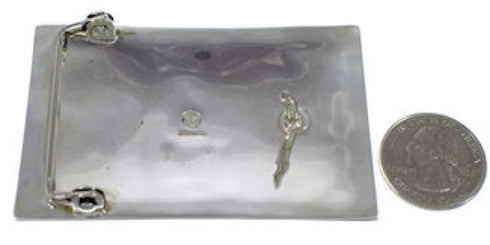 Sterling Silver Chief Head Horse Turquoise Inlay Belt Buckle AW75316