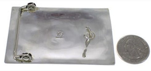 Turquoise Inlay Chief Head And Horse Silver Belt Buckle AW75309