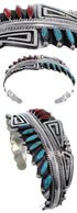 Turquoise And Coral Sterling Silver Cuff Bracelet FX28082