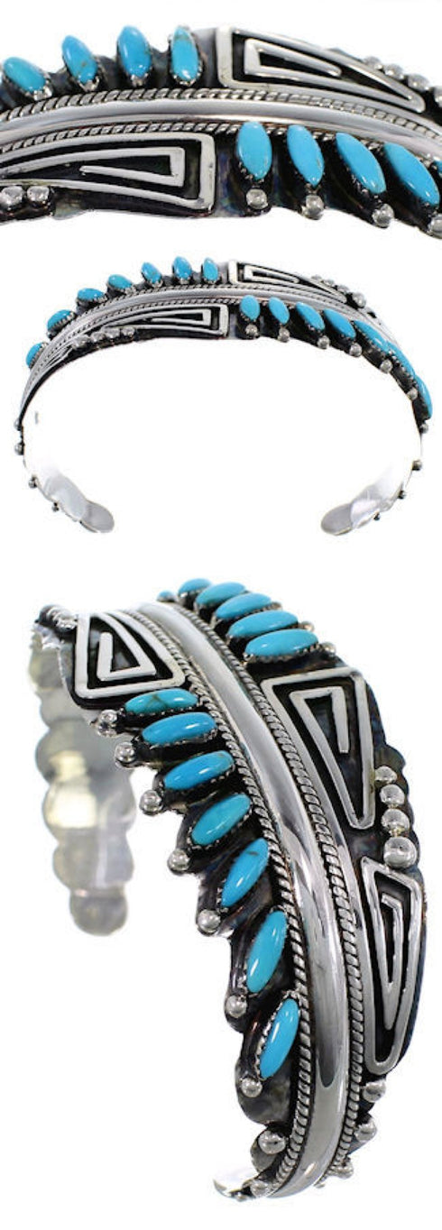Silver Jewelry Turquoise Southwest Cuff Bracelet FX28096