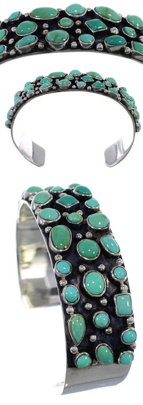 Authentic Sterling Silver Turquoise Jewelry Cuff Bracelet VX37725