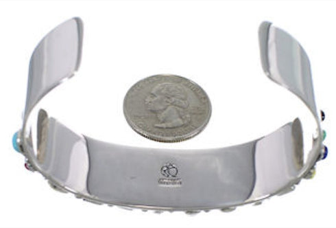 Southwest Sterling Silver Multicolor Cuff Jewelry Bracelet VX37768