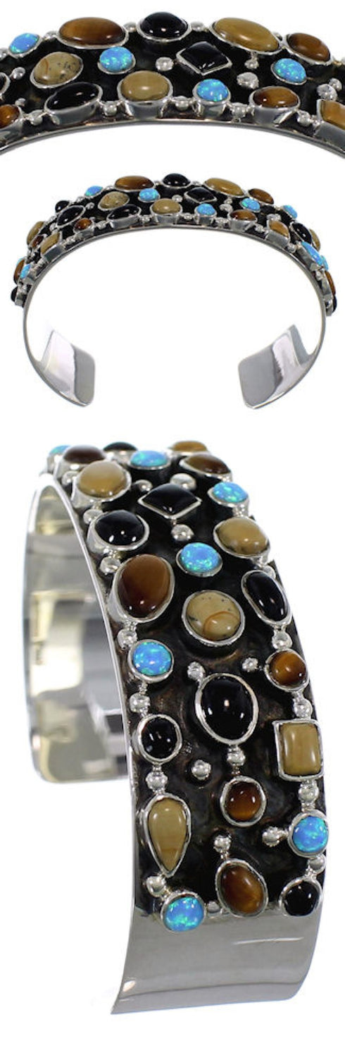 Multicolor Southwest Sterling Silver Cuff Bracelet VX37769
