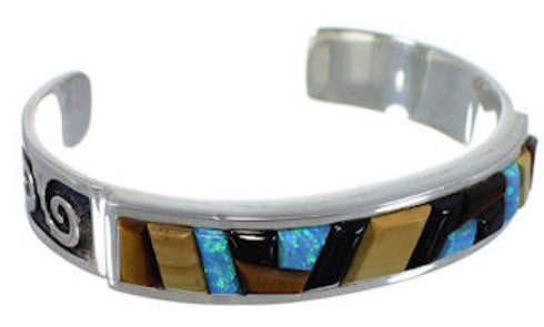 Multicolor Water Wave Authentic Sterling Silver Cuff Bracelet VX37777
