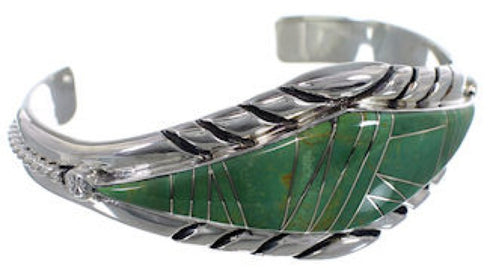 Turquoise Inlay Sterling Silver Cuff Jewelry Bracelet VX37688