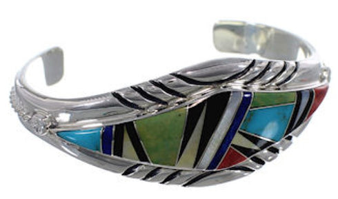 Multicolor Authentic Sterling Silver Cuff Jewelry Bracelet VX37712