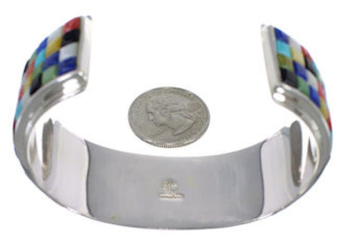 Southwest Multicolor Inlay Sterling Silver Cuff Bracelet VX37715