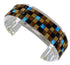 Multicolor Inlay Sterling Silver Cuff Jewelry Bracelet VX37718