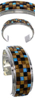Genuine Sterling Silver Multicolor Cuff Jewelry Bracelet VX37719