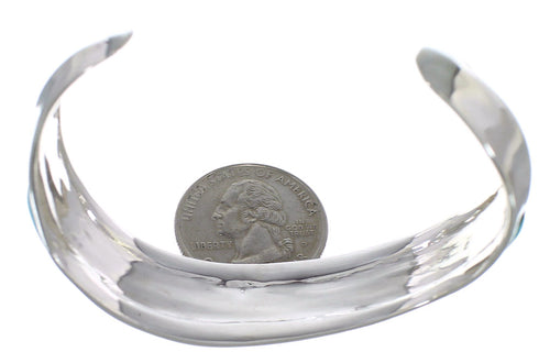 Turquoise Inlay Southwest Sterling Silver Cuff Bracelet TX39406