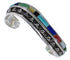 Southwest Sterling Silver Multicolor Inlay Cuff Bracelet TX39429