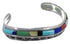 Southwest Sterling Silver Multicolor Inlay Cuff Bracelet TX39429