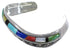 Southwest Sterling Silver Multicolor Inlay Cuff Bracelet TX39429