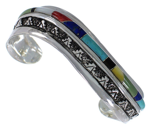 Southwest Sterling Silver Multicolor Cuff Bracelet TX39434