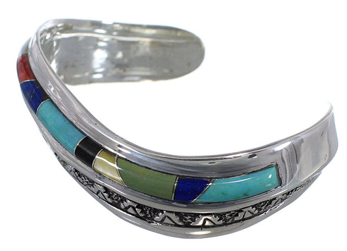 Southwest Sterling Silver Multicolor Cuff Bracelet TX39434